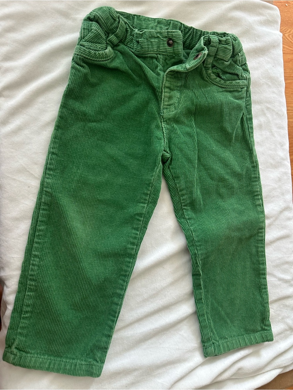 Kids Green Corduroy Casual Pants - Comfortable Everyday Bottoms 23 Months